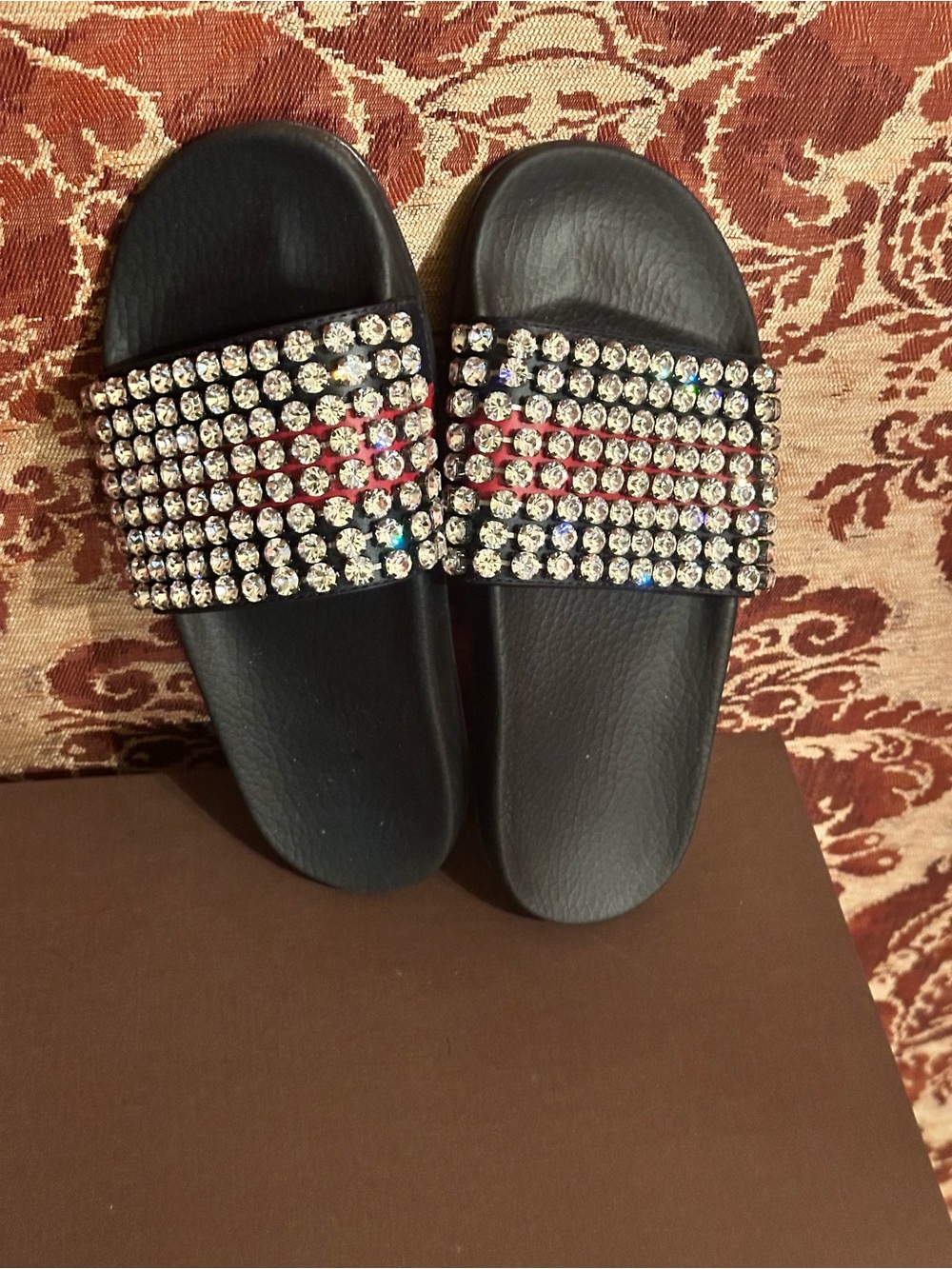 Gucci Black Crystal-Studded Slide Sandals with Multicolor Stones - Picture 2 of 5